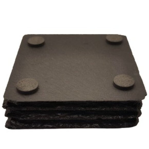 4 Inch Black Coasters Stone Coaster Set, Laser Engraving "Butterfly" Set of 4 - Picture 3 of 10